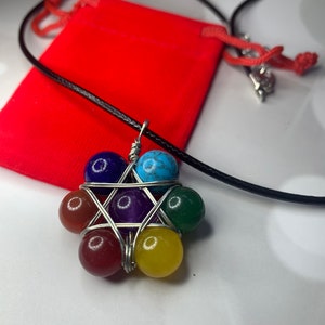Chakra necklace pendant, crystal necklace gift, colorful necklace, hippie jewelry, gemstone jewellery, amethyst, aventurine, lapis lazuli