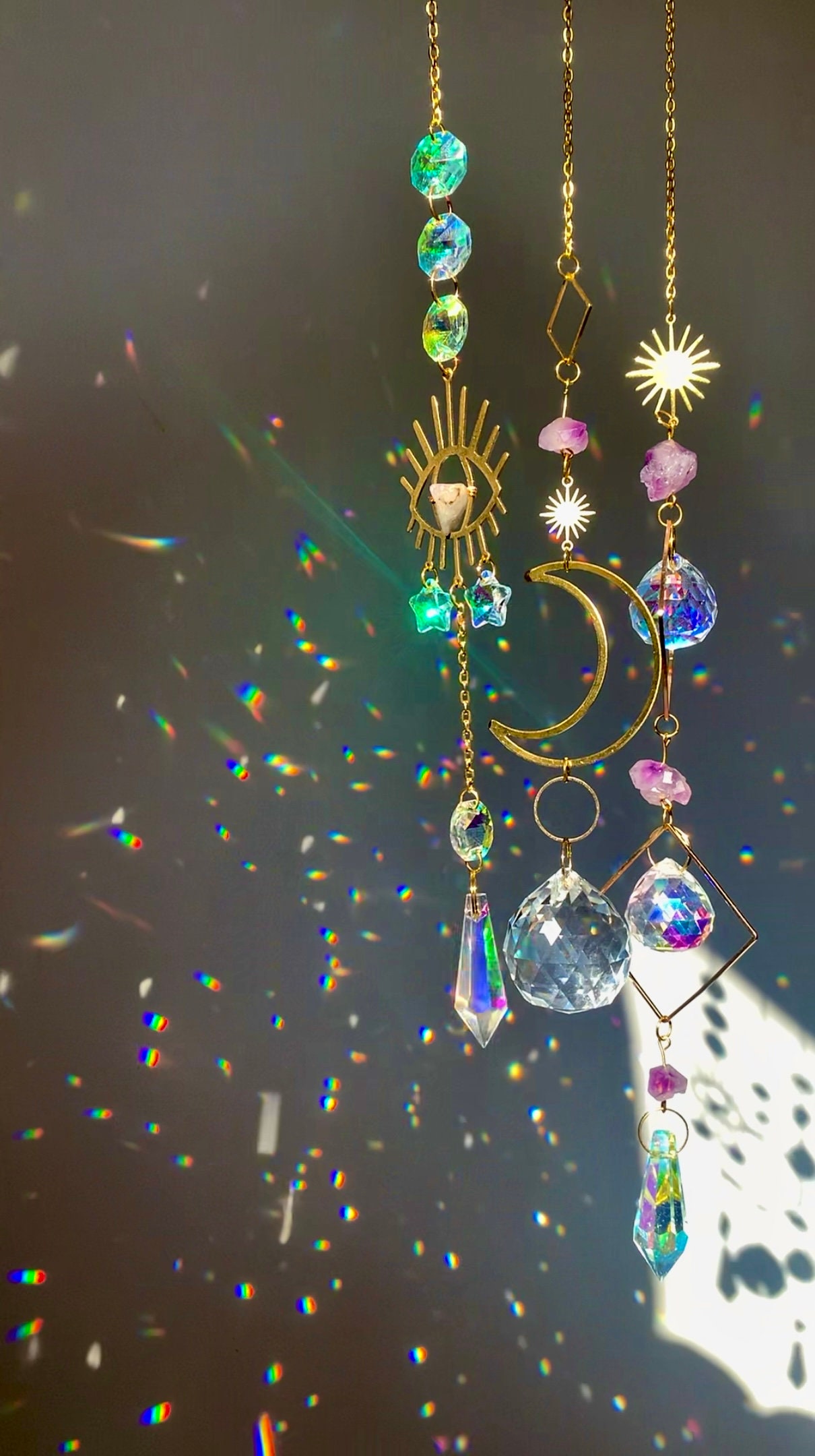 Crystal Suncatcher UK Amethyst Window Prism Rainbow Boho Etsy UK