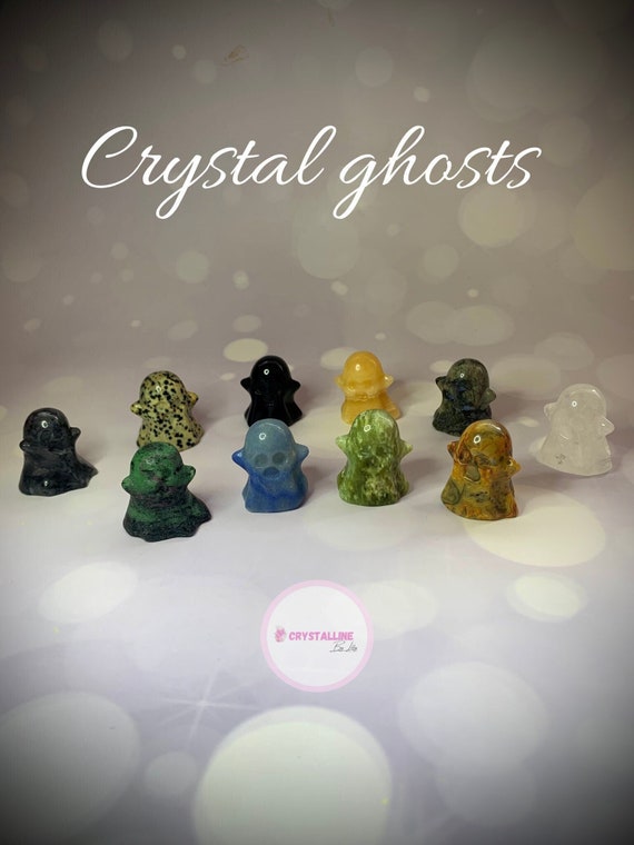 Crystal ghost, Halloween Crystals, Scary Decor, Spooky Ornament, Reiki Healing Tool, Natural Gemstone Carving, Witchy Gift