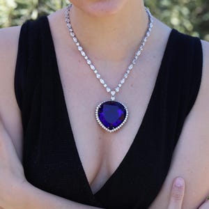 Titanic Heart Of The Ocean Necklace - Vintage Art Deco Sapphire Pendant With Cubic Zirconia For Bride, Anniversary & Special Occasions Gift