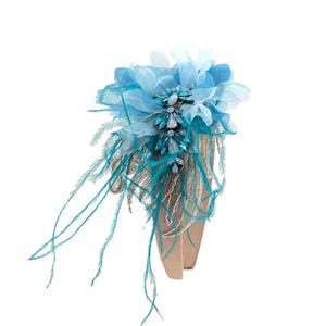 Turquoise Feather Fascinator Headband Aqua Blue Gatsby Headpiece Party Special Occasion Headband Opal Hair Accessories Vintage Bridal Tiara
