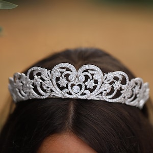 Princess Diana Spencer Wedding Diamond Tiara Royal Replica Floral Bridal Crown, Retro Diadem, Vintage Headpiece SPENCER Kate Regal Crown