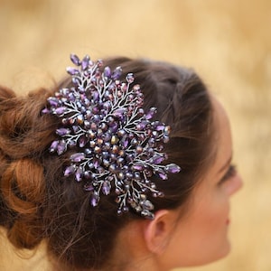 Elegant Purple Wedding Hair Comb – Crystal Bridal Hairpiece, Handmade Sparkly Clip For Bride, Bridesmaid Gift, Guest Hair Accessory, Jewelry