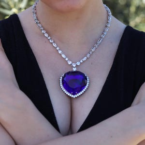 Titanic Herz des Ozean Halskette - Vintage Art Deco Saphir Anhänger mit Zirkonia Für Braut, Jahrestag & Geschenk für besondere Anlässe