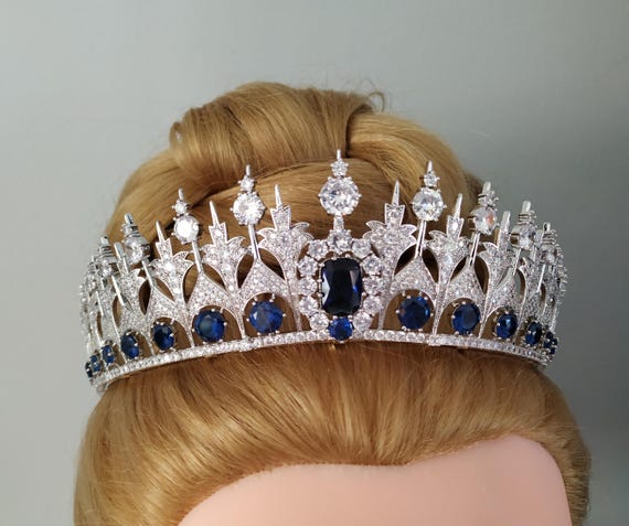 Something Blue Royal Bridal Tiara, Dutch Sapphire Regal Crown