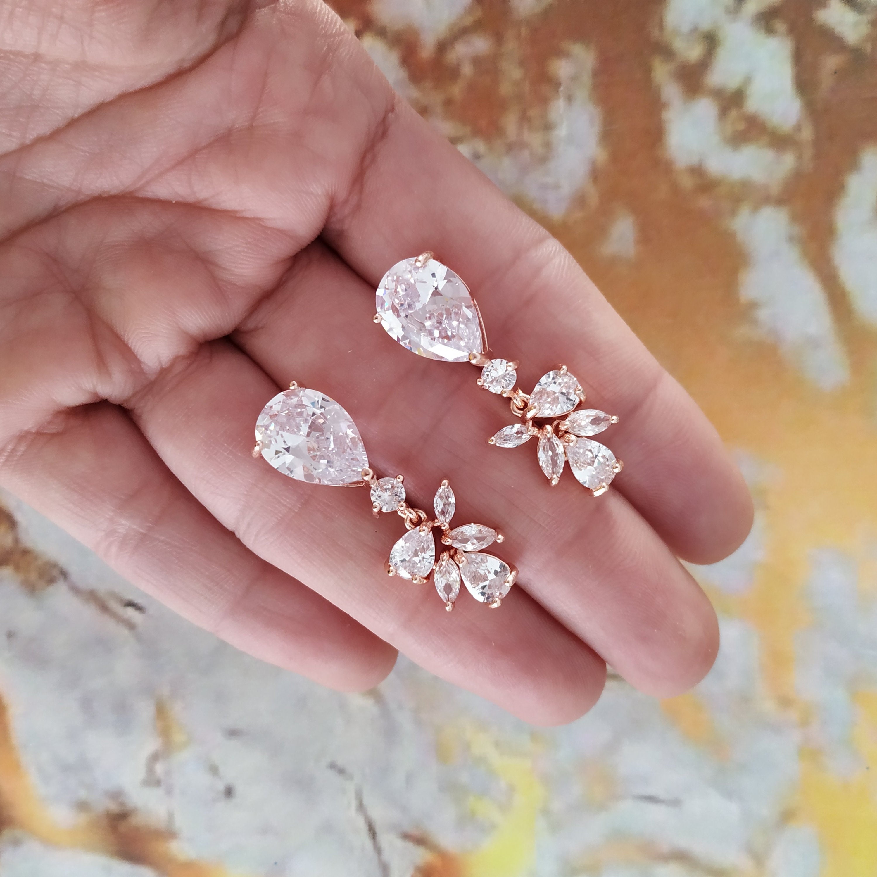 Acrylic Flower Drop Stud Earrings Bohemian Resin Crystal Beaded Floral...