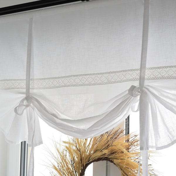 Tenda a pacchetto Julia bianca Tenda a pacchetto L 100 x L 120 cm Bordo in pizzo shabby chic