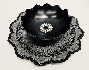 Handmade Bowl Plate: Sterling Silver Inlay Bidriware decorative bowls