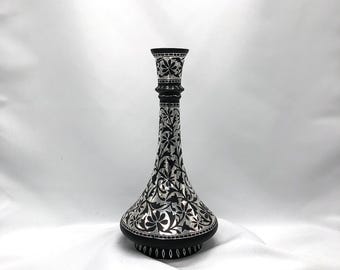 handmade vase curio | home décor | persian handicraft | collectable | bidriware silver inlay