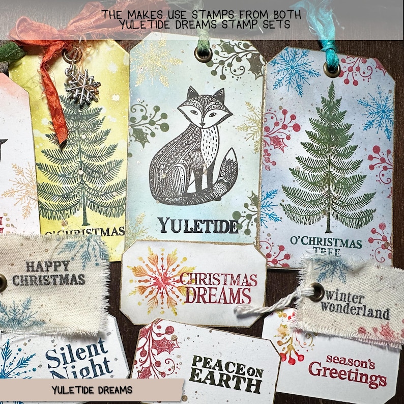 Yuletide Tag YULETIDE DREAMS – Text, Rustic Christmas Sentiment Stamp Set Set (4”x6 ...