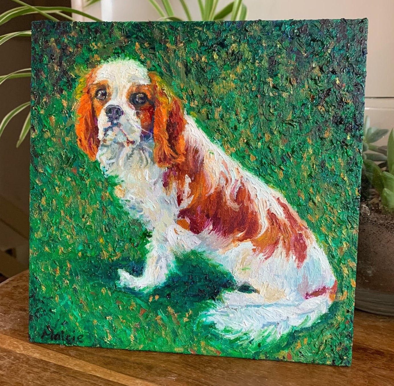 キャバリアの油彩絵画 あなたの愛犬のカスタム油絵 - キャバリア画家によるキャンバス油絵