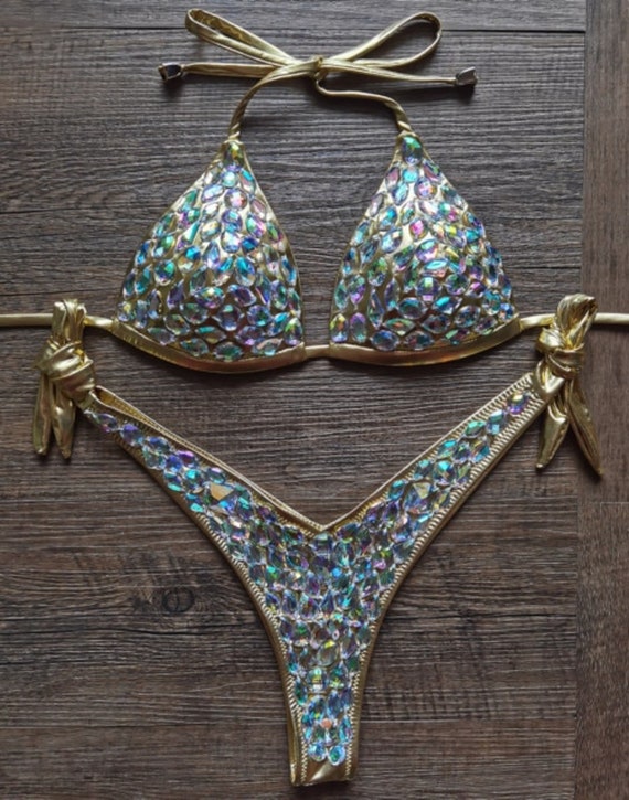 de diamantes de imitación de lujo conjuntos de bikini - Etsy