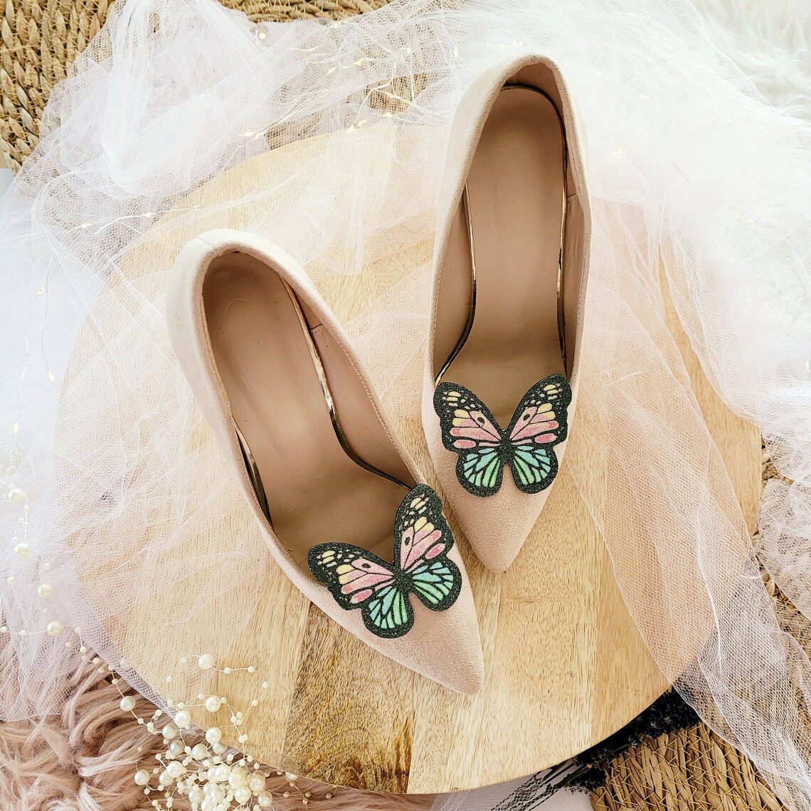 Monarch Butterfly Shoe Clips Rainbow Butterfly Glitter Etsy