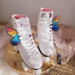 Ailes de papillon arc-en-ciel, ailes pour chaussures et patins à roulettes, ailes de papillon scintillantes, ailes de patin, ailes de chaussure