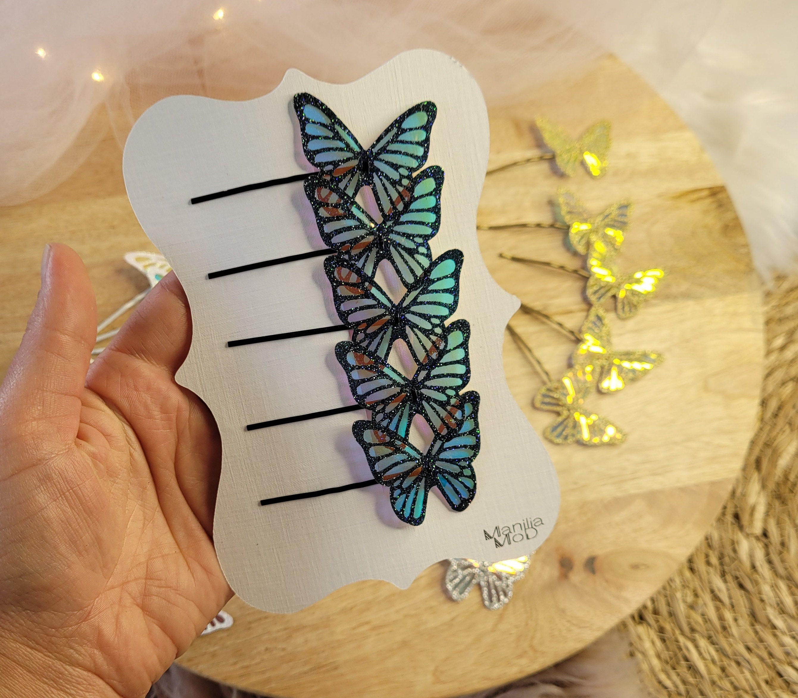 5 Schmetterlings-Haarspangen Im Set – Mini, Dekorativ, Für Hochzeit, Party & Alltag (blau)