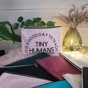 C'est une bonne journée pour instruire les petits humains - cadeaux personnalisés pour les enseignants pochette à fermeture éclair trousse de maquillage appréciation des enseignants de la maternelle