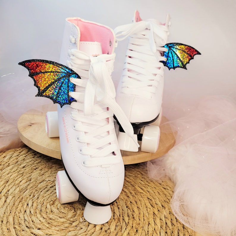 Rainbow Glitter Bat Wings for Shoes and Roller Skates Etsy