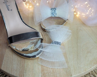 Creme Schleife, Braut Schuhclips, Elfenbein Schleier, Clips für Braut Elfenbein Hochzeit Schuhschleife Clip, Brautschuh, Schuhzubehör, Spitzenschleife, Hochzeit Schleife