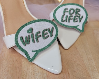 Wifey for Lifey shoe clips, Bride shoe clips, bridal shower gifts, Gift ideas for Bride, green wedding theme, green shoe clips,green glitter