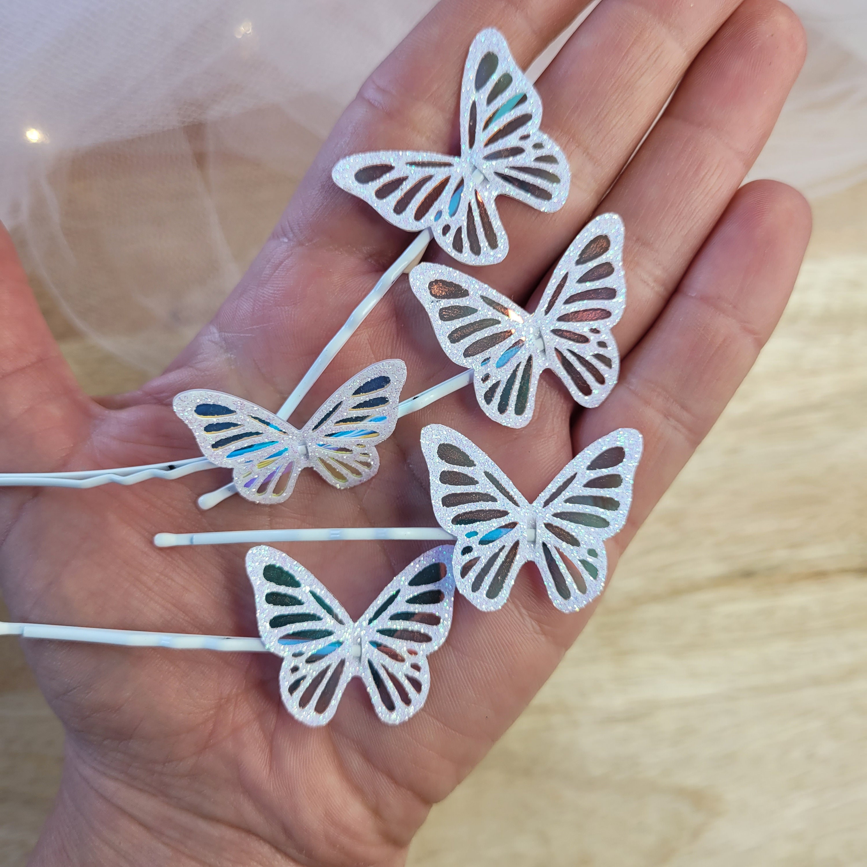 5 Schmetterlings-Haarspangen Im Set – Mini, Dekorativ, Für Hochzeit, Party & Alltag (blau)