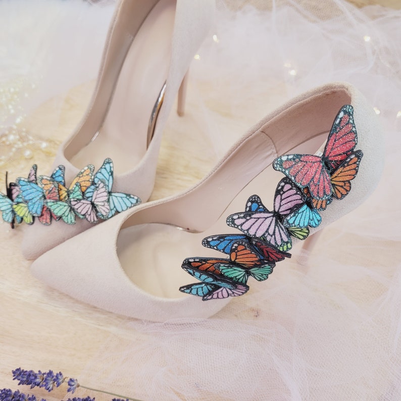 Butterfly Garland Shoe Clips Glitter Butterflies Wedding Etsy