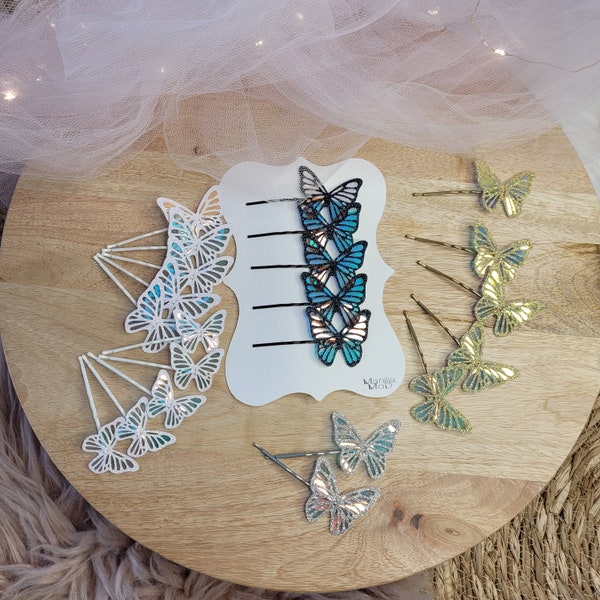 Ensemble de 5 pinces à cheveux papillon, épingles à cheveux papillon, petit papillon, épingles à cheveux pour filles, accessoires pour cheveux femmes, pinces à cheveux de mariée