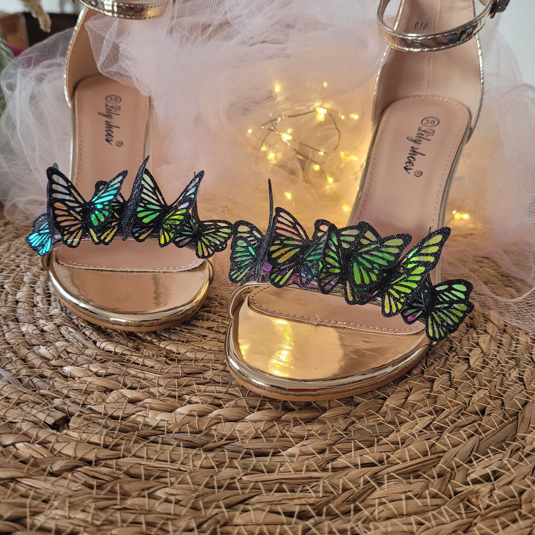 Butterfly Shoe Clips, Glitter Butterflies, Wedding Shoe Clips, Prom