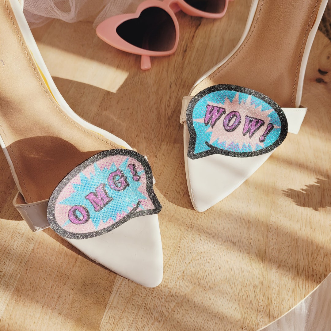 OMG WOW Shoe Clips Glitter Shoe Clips Superhero Bubbles Etsy