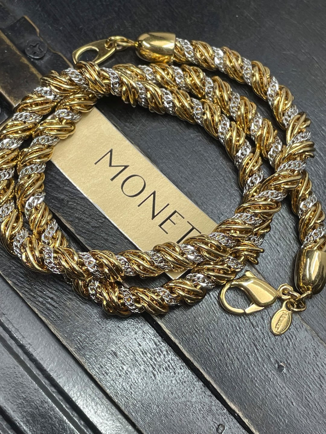 Vintage Choker Necklace for Women Two Tone Braided Chain Gift for