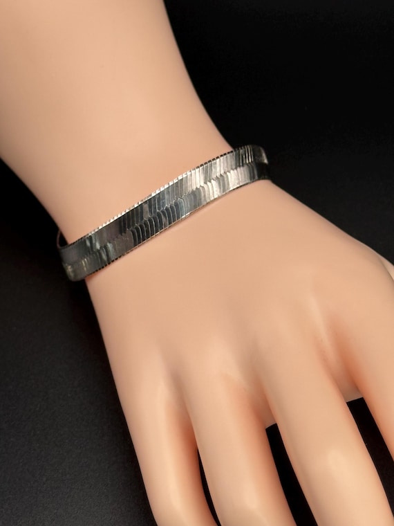 Vintage Solid silver Snake chain bracelet For wom… - image 6