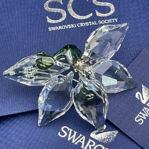 Vintage Swarovski Orchid figurine Swan Figurine Swarovski Austrian Fine crystal Silver Crystal Collection Boxed with Tag