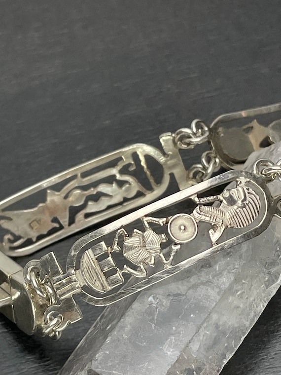 Silver Egyptian  bracelet Egyptian revival  Solid… - image 1