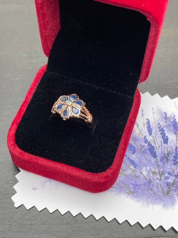 9ct Rose Gold ring Sapphire Opal For Women Gift f… - image 9
