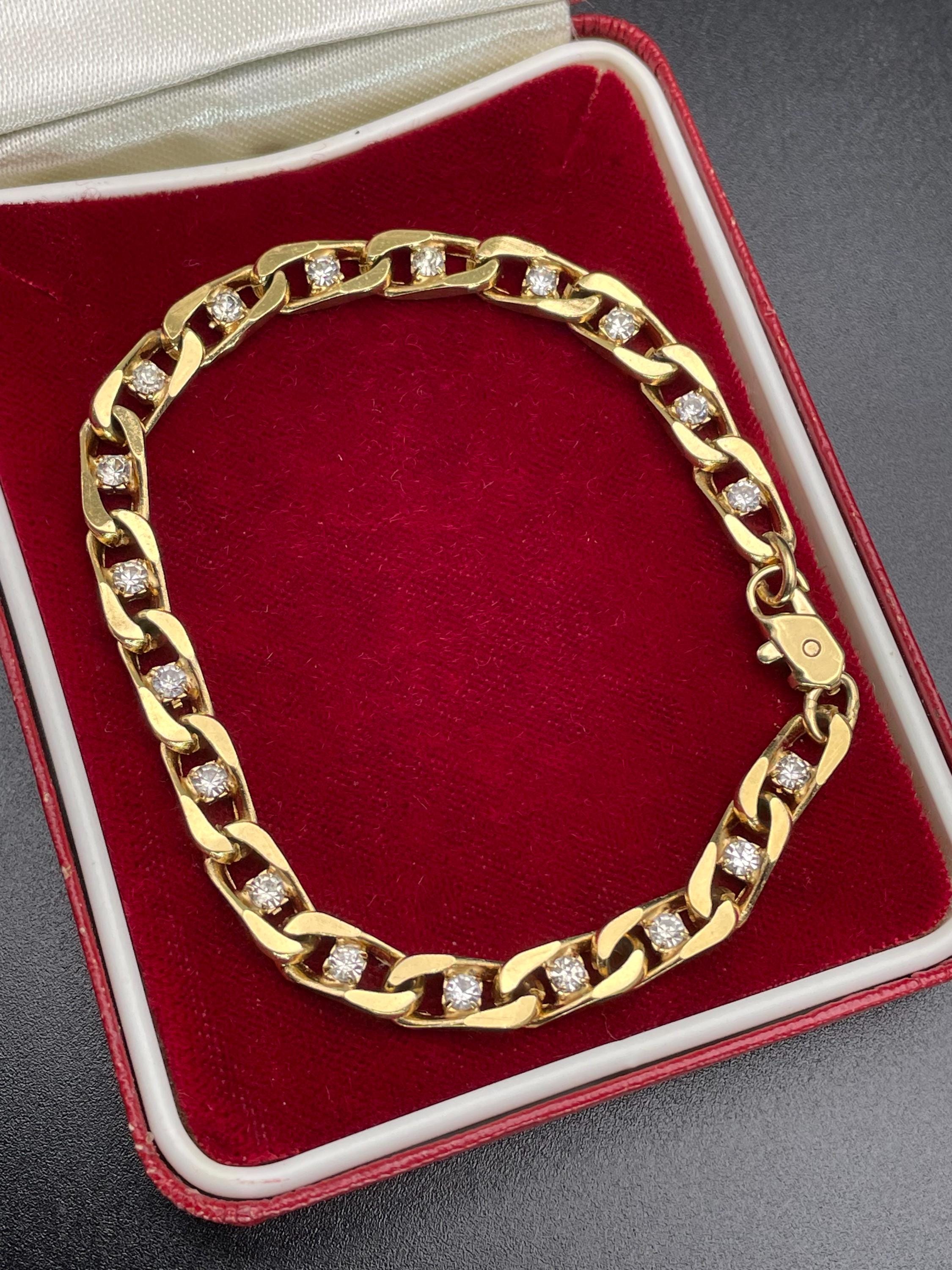 Bracelet Gourmette COURREGES Vintage Années 90 à Cristaux - Doré, Neuf (ancien Stock)