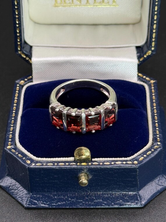 Vintage Garnet Gems Solid Sterling Silver ring Fo… - image 7