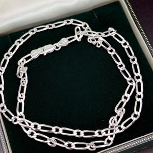 Silver chain Figaro Hallmark Solid silver 0.4 mm Sterling Italy Unisex