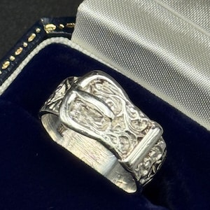 Sterling Silver Belt Buckle Carved Ring Size 7.5 - Etsy
