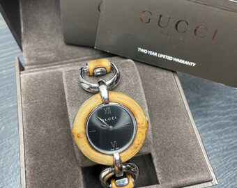 Vintage Gucci Wrist Watch Large Dial Swiss Checked Wide Vintage Gucci Wrist Watch Large Dial Swiss Checked Wide