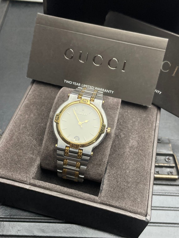 Gucci ゴールドクラシック時計 箱付き Vintage Gucci Men Wrist Watch Rare Gold Plated Stainless