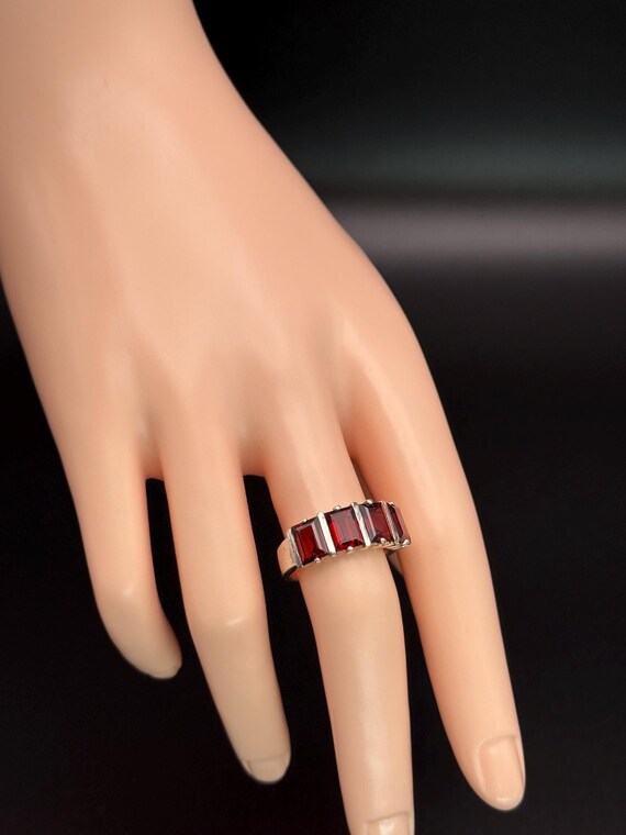 Vintage Garnet Gems Solid Sterling Silver ring Fo… - image 9