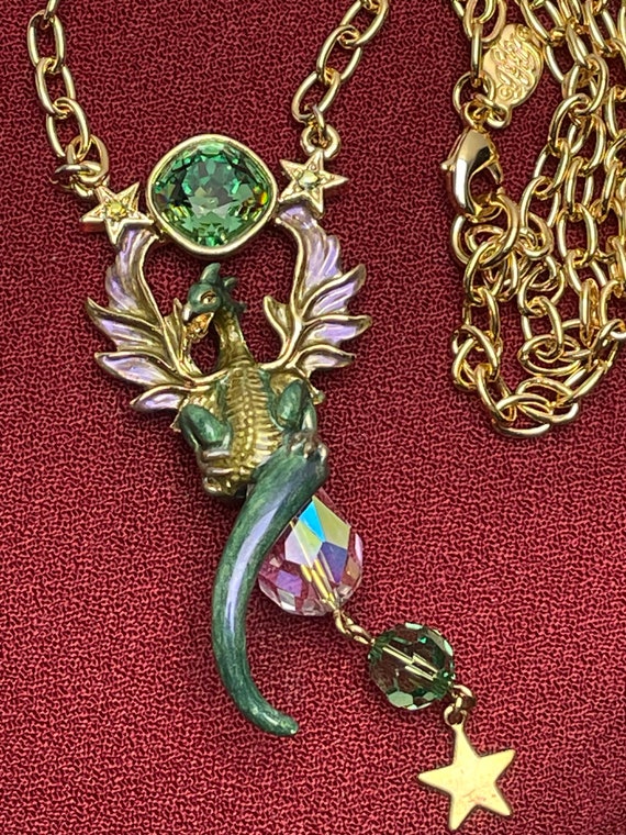 Vintage Kirks Folly necklace Flying Dragon Pendan… - image 4