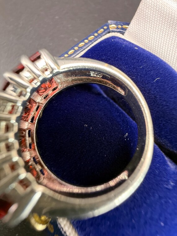 Vintage Garnet Gems Solid Sterling Silver ring Fo… - image 13
