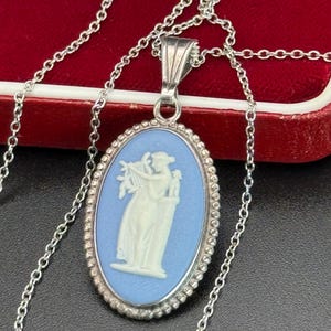 Vintage Wedgwood pendant Necklace for women Greek mythology Blue Jasperware Gift for women Gift for mother Birthday Anniversary