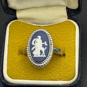 Vintage Wedgwood Silver ring Jasperware Marcasites Boxed Hallmarked Made in England Solid Silver Ladies Gift for women Birthday