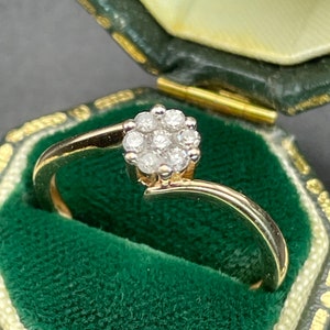 Vintage 9ct Gold with Diamonds Solid Gold Ornate Hallmarked Wedding Engagement Gift