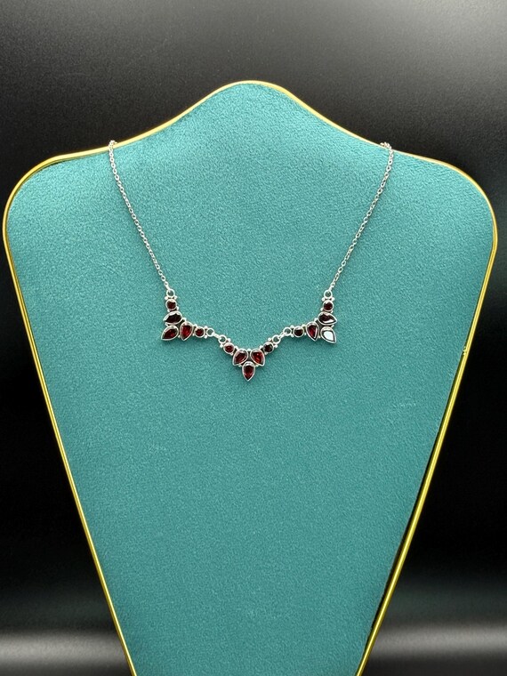 Vintage Garnet gemstones Solid Silver Necklace Wo… - image 3
