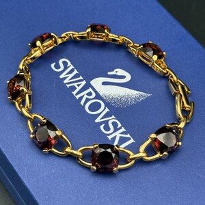 Vintage Swarovski Gold Tone Multi-Colored-Kristall-Armband, mit Schwan gestempelt, verpackt