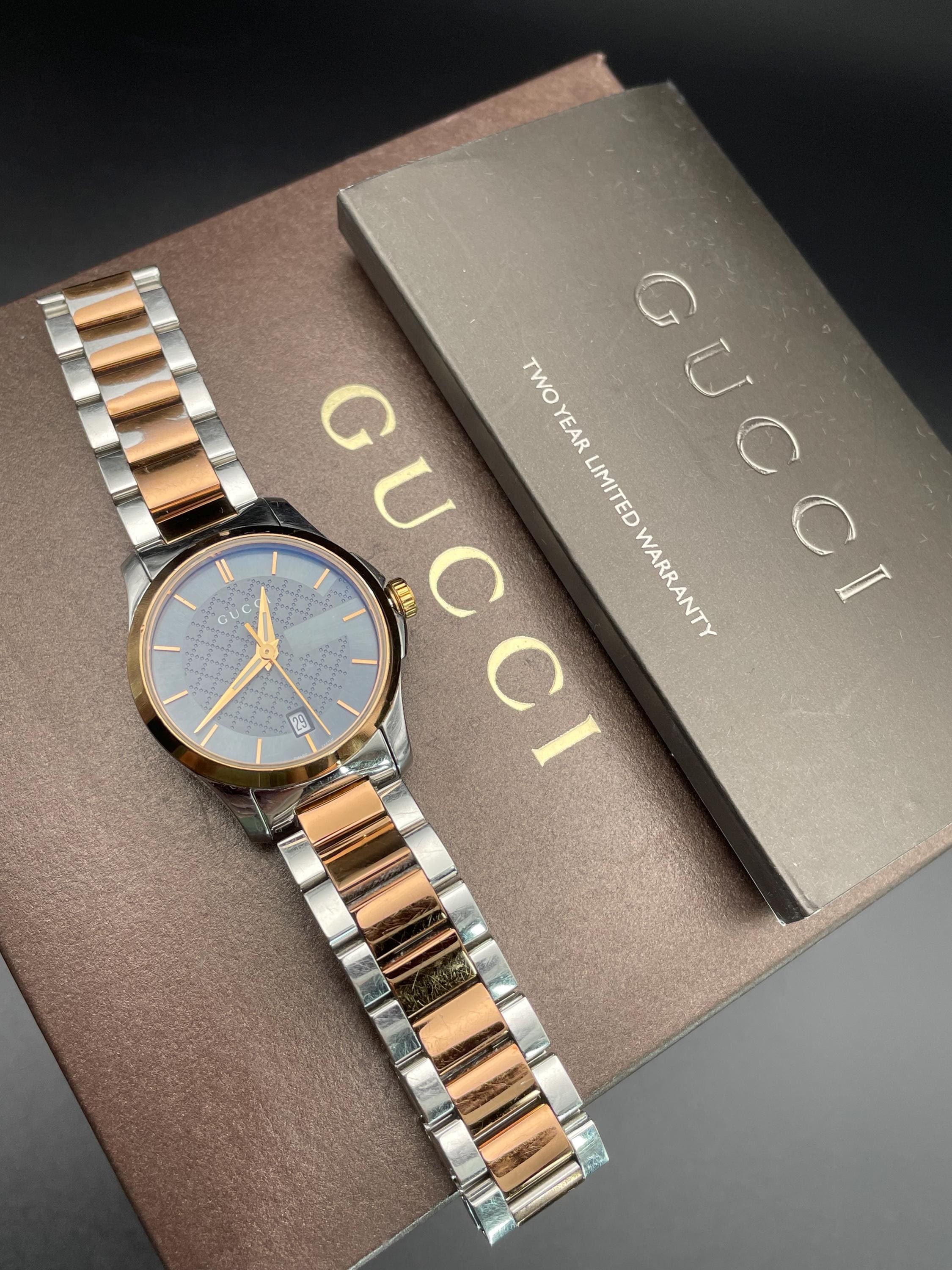 Vintage Gucci Ladies Watch, Rose Gold Plated, Boxed With Warranty