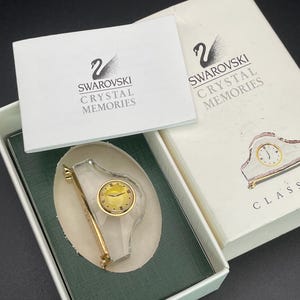 Vintage Swarovski Clock Figurine Swarovski gift Austrian fine Crystal Boxed Original box Guarantee book Crystal Memories collection