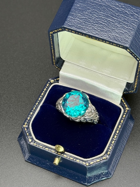 Silver ring Statement Hallmarked Solid Silver Lar… - image 2